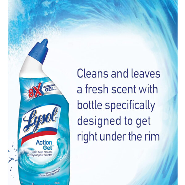 Lysol Toilet Bowl Cleaner, Action Gel, Spring Waterfall, 8x Clinging Gel