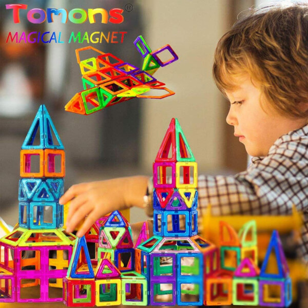 Tomons Magnetic Building Block Magnetic Tiles for Kids, Magnetic Block Stacking Blocks with Storage Bag - 36 PCS