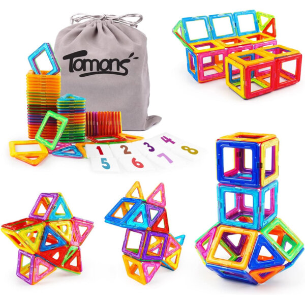 Tomons Magnetic Building Blocks Magnetic Tiles for Kids, Magnetic Blocks Stacking Blocks with Storage Bag - 36 PCS